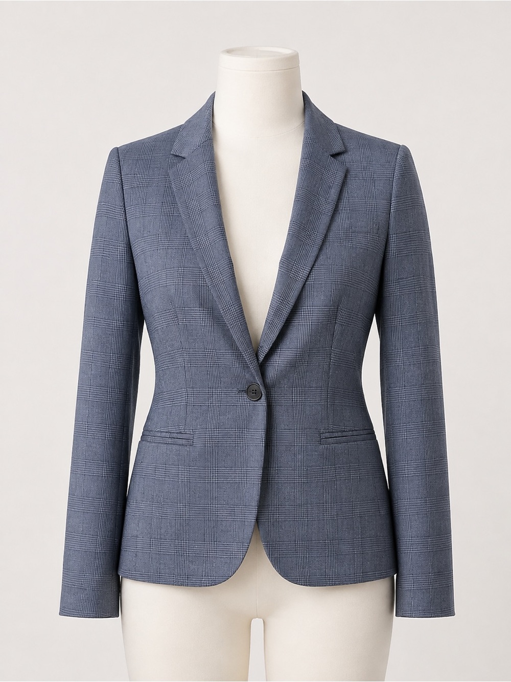 Banana Republic Women's Blue Plaid Single-Button Blazer